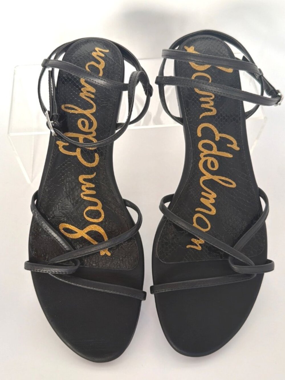 Sam Edelman Ellina Black Leather Sandals Ankle Strap Gladiator Women Size 8.5